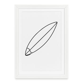 Croquis de planche de surf - Affiche encadrée (27 × 37 cm) - blanc - Devant
