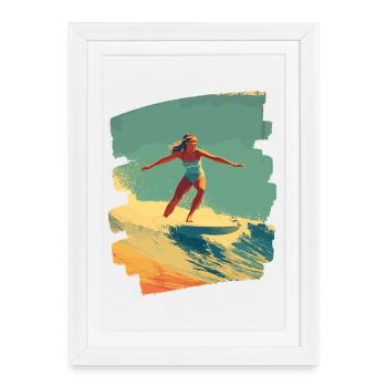 Surfeur - Affiche encadrée (27 × 37 cm) - blanc - Devant