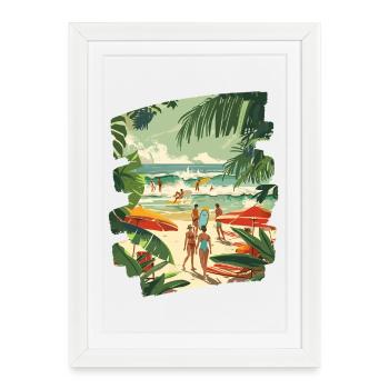 Surfeur - Affiche encadrée (27 × 37 cm) - blanc - Devant