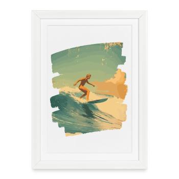 Surfeur - Affiche encadrée (27 × 37 cm) - blanc - Devant