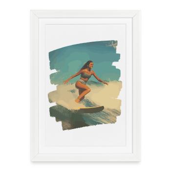 Surfeur - Affiche encadrée (27 × 37 cm) - blanc - Devant