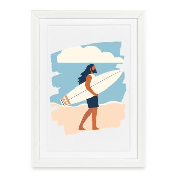 Surfeur - Affiche encadrée (27 × 37 cm) - blanc - Devant