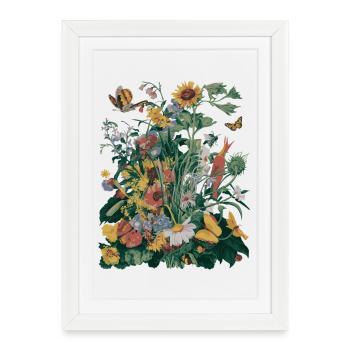 Prairie de fleurs sauvages - Art de la nature botanique vibrante - Affiche encadrée (27 × 37 cm) - blanc - Devant