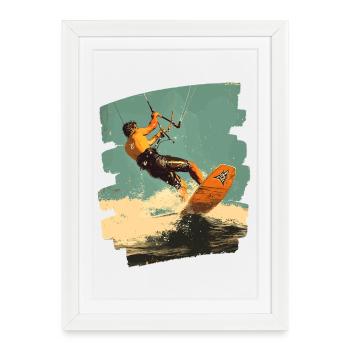 Kitesurfeurs - Affiche encadrée (27 × 37 cm) - blanc - Devant