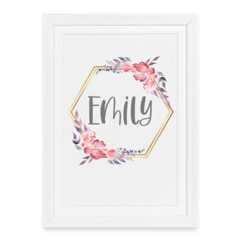 Emily Girl Name Cadeau personnalisé - Affiche encadrée (27 × 37 cm) - blanc - Devant