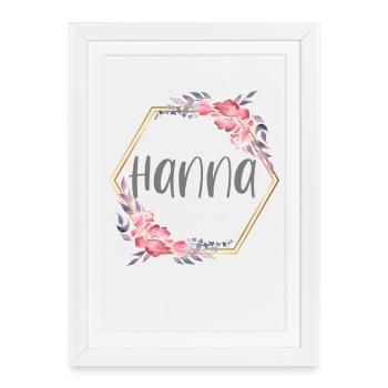 Hanna Prénom de Fille Cadeau Personnalisé - Affiche encadrée (27 × 37 cm) - blanc - Devant