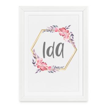 Ida Girl Name Cadeau personnalisé - Affiche encadrée (27 × 37 cm) - blanc - Devant