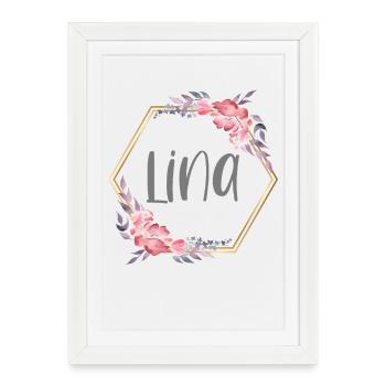 Lina Fille Nom Cadeau Personnalisé - Affiche encadrée (27 × 37 cm) - blanc - Devant