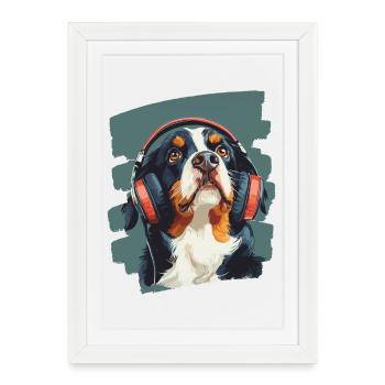 Chien de montagne de l'Entlebuch - Affiche encadrée (27 × 37 cm) - blanc - Devant