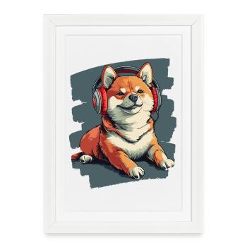 Shiba Inu - Affiche encadrée (27 × 37 cm) - blanc - Devant