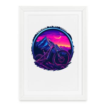 VTT Retrowave - Affiche encadrée (27 × 37 cm) - blanc - Devant