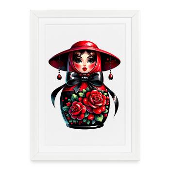 Fille russe ! Matriochka Russe pour Russes - Affiche encadrée (27 × 37 cm) - blanc - Devant