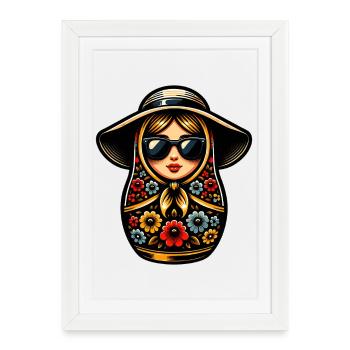 Fille russe ! Matriochka Russe pour Russes - Affiche encadrée (27 × 37 cm) - blanc - Devant