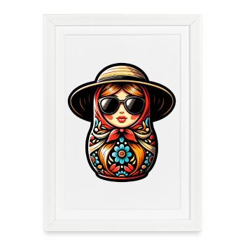 Fille russe ! Matriochka Russe pour Russes - Affiche encadrée (27 × 37 cm) - blanc - Devant