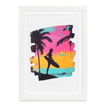Surfeur Surf Planche de surf Surf - Affiche encadrée (27 × 37 cm) - blanc - Devant