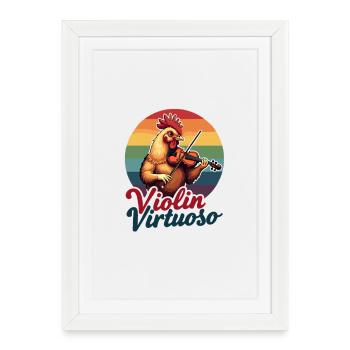 Violon Virtuoso Poulet avec Violon Rétro - Affiche encadrée (27 × 37 cm) - blanc - Devant