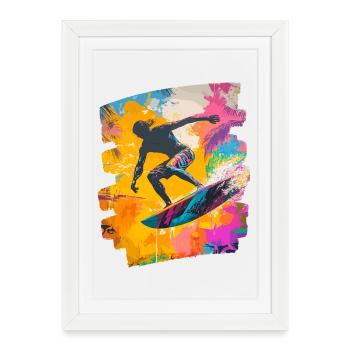 Surfeur Surf Planche de surf Surf - Affiche encadrée (27 × 37 cm) - blanc - Devant