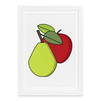 Fruits, Fruits, Pomme, Poire - Affiche encadrée (27 × 37 cm) - blanc - Devant