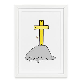 Halloween Croix Croix Araignée - Affiche encadrée (27 × 37 cm) - blanc - Devant