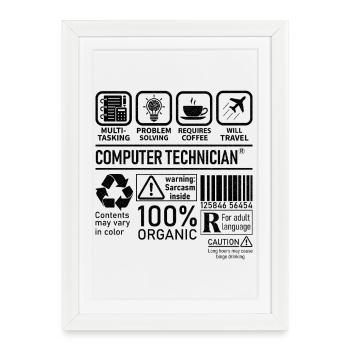 Computer Technician multi tasking problem solving - Framed poster (27 × 37 cm) - white - Front