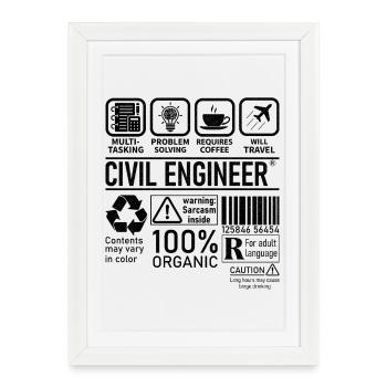 Civil Engineer multi tasking problem solving - Framed poster (27 × 37 cm) - white - Front