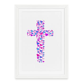 Croix Croix Cœur de Jésus Cœur - Affiche encadrée (27 × 37 cm) - blanc - Devant