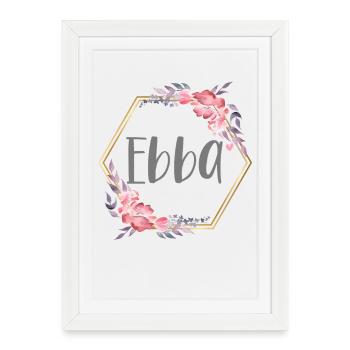 Ebba Prénom de Fille Cadeau Personnalisé - Affiche encadrée (27 × 37 cm) - blanc - Devant