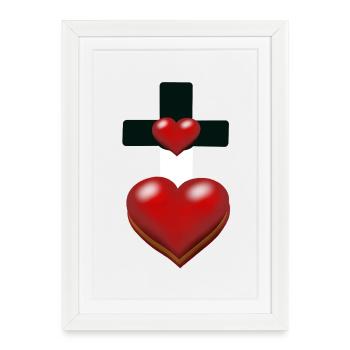 Croix Croix Coeurs Coeurs - Affiche encadrée (27 × 37 cm) - blanc - Devant