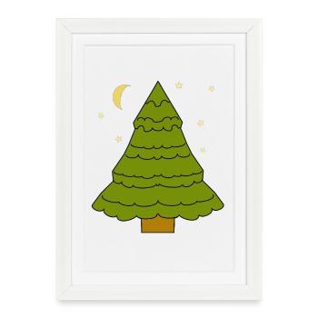 Conifère, Forêt, Arbre, Sapin, Sapin, Nature, Lune - Affiche encadrée (27 × 37 cm) - blanc - Devant