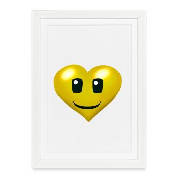 Couleurs d’or Coeur Coeurs Visage Émotion - Affiche encadrée (27 × 37 cm) - blanc - Devant