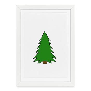 arbre, sapin, nature, forêt, conifère, épinette, épinette - Affiche encadrée (27 × 37 cm) - blanc - Devant