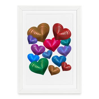 Coeur Coeurs Anniversaire Saint-Valentin Fête des Mères - Affiche encadrée (27 × 37 cm) - blanc - Devant