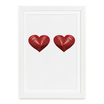 Heart Hearts Saint-Valentin Partenariat pour la Saint-Valentin - Affiche encadrée (27 × 37 cm) - blanc - Devant