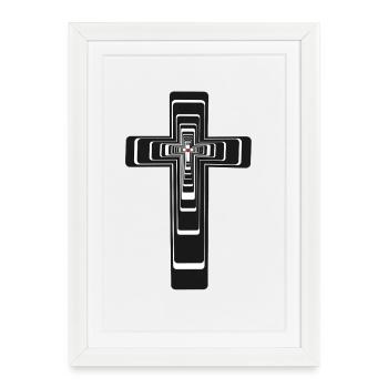Croix Jésus Coeur Coeurs Croix Crucifix - Affiche encadrée (27 × 37 cm) - blanc - Devant