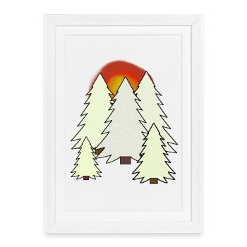 Tree Fir Winter Forest Nature Snow Spruce - Framed poster (27 × 37 cm) - white - Front