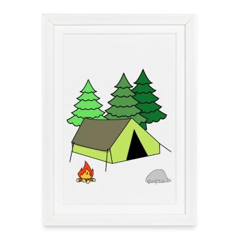 Campfire Tent Camping Camping Forest - Framed poster (27 × 37 cm) - white - Front