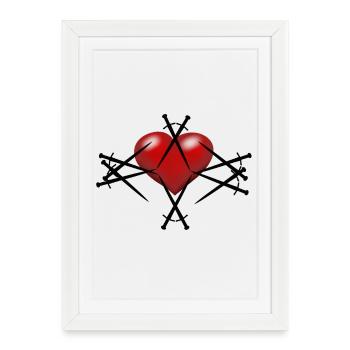 Épée Épées Coeur Guerrier Épéiste - Affiche encadrée (27 × 37 cm) - blanc - Devant