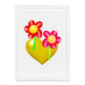 Coeur Coeurs Fleur Fleurs Fête des Mères Saint-Valentin - Affiche encadrée (27 × 37 cm) - blanc - Devant