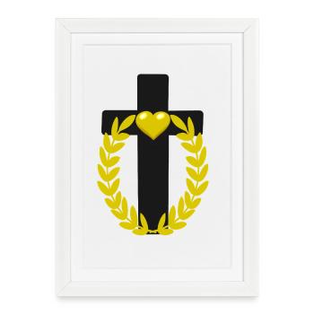 Croix Jésus Croix Cœur Cœur Messie - Affiche encadrée (27 × 37 cm) - blanc - Devant