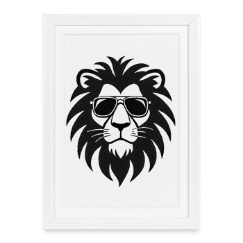Logo des lunettes de soleil Cool Lion - Affiche encadrée (27 × 37 cm) - blanc - Devant