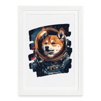 Shiba Astronaut - Framed poster (27 × 37 cm) - white - Front