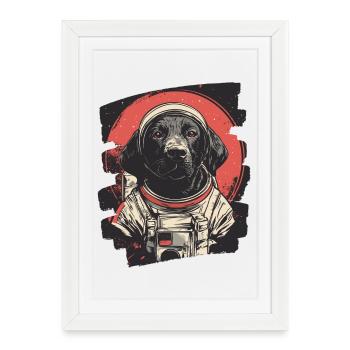 Astronaute du Labrador - Affiche encadrée (27 × 37 cm) - blanc - Devant