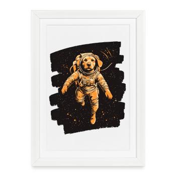 Astronaute du Labrador - Affiche encadrée (27 × 37 cm) - blanc - Devant