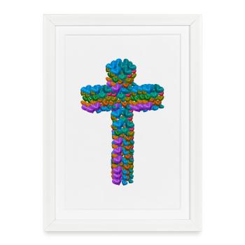 Croix Croix Coeurs Coeurs Crucifix - Affiche encadrée (27 × 37 cm) - blanc - Devant