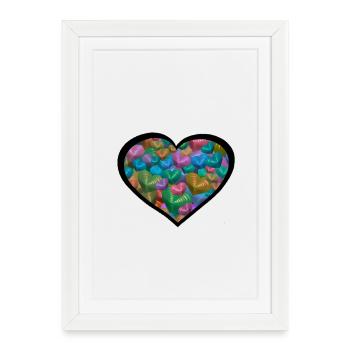 Coeur Coeurs Coloré - Affiche encadrée (27 × 37 cm) - blanc - Devant
