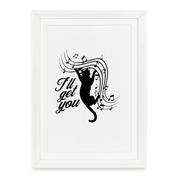 Partition de Chat Musical Je vais vous avoir - Affiche encadrée (27 × 37 cm) - blanc - Devant