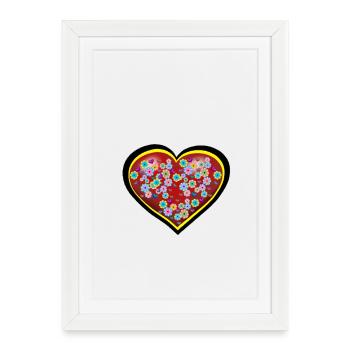 Coeur floral Coeurs Saint-Valentin Fête des mères - Affiche encadrée (27 × 37 cm) - blanc - Devant