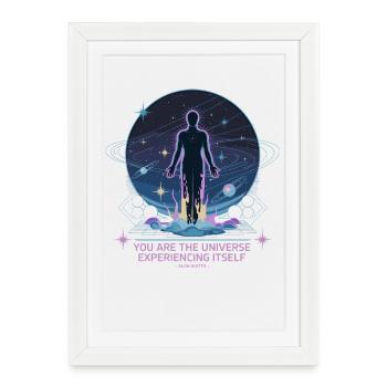 Être céleste | Alan Watts Citation Conception - Affiche encadrée (27 × 37 cm) - blanc - Devant