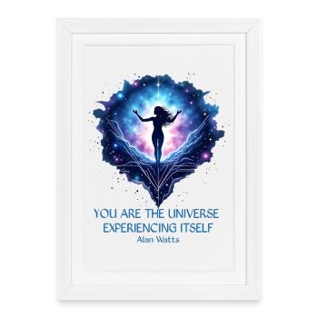 Femme Mystique | Alan Watts Citation Conception - Affiche encadrée (27 × 37 cm) - blanc - Devant