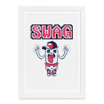 Swag Cartoon – Style rétro - Affiche encadrée (27 × 37 cm) - blanc - Devant